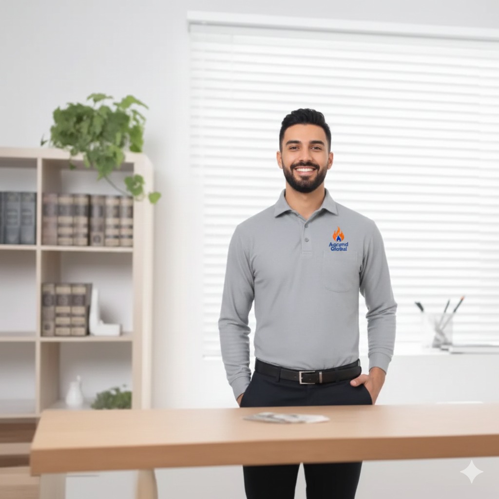 ASCEND GLOBAL GREY LONG SLEEVE POLO